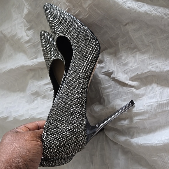 Mix No6 Danyah Elegant Glitter Silver Women's Heels Pumps Stiletto Heels Formal - Picture 3 of 10